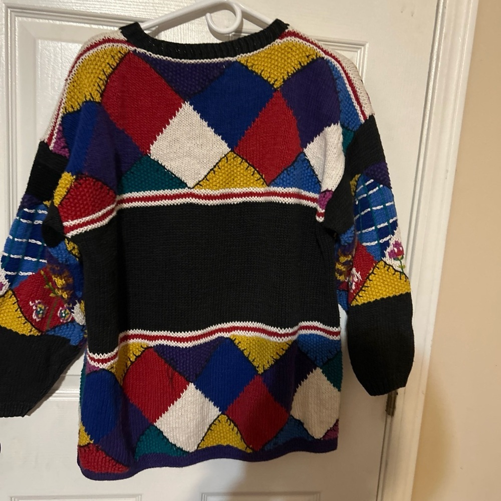 Vintage hunters, run hand knitted sweater size medium floral - Picture 3 of 5